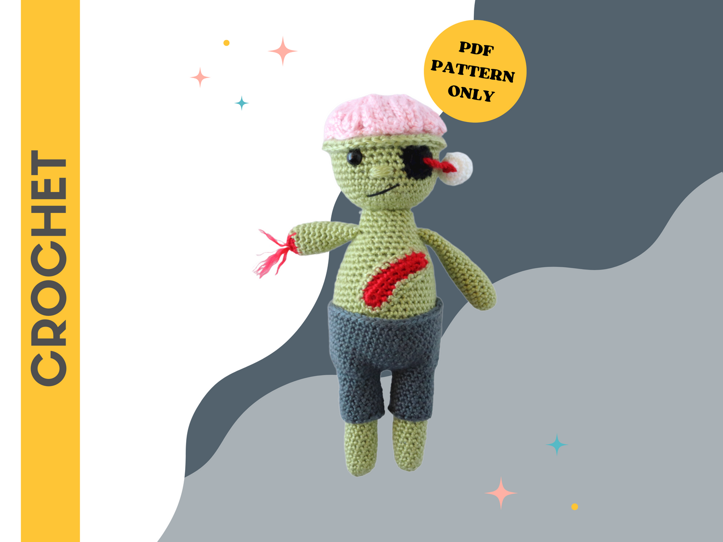 Zeke the Zombie Plushie - Crochet Pattern