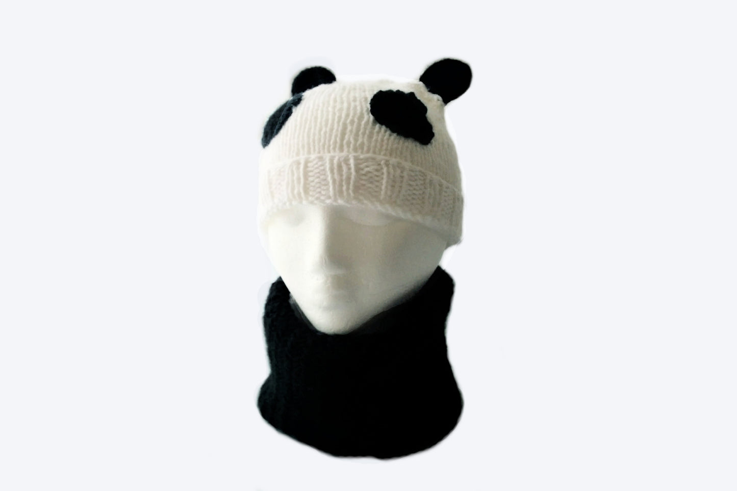 Kids Panda Beanie & Cowl Set - Knitting Pattern