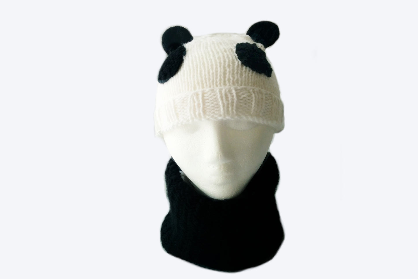 Kids Panda Beanie & Cowl Set - Knitting Pattern