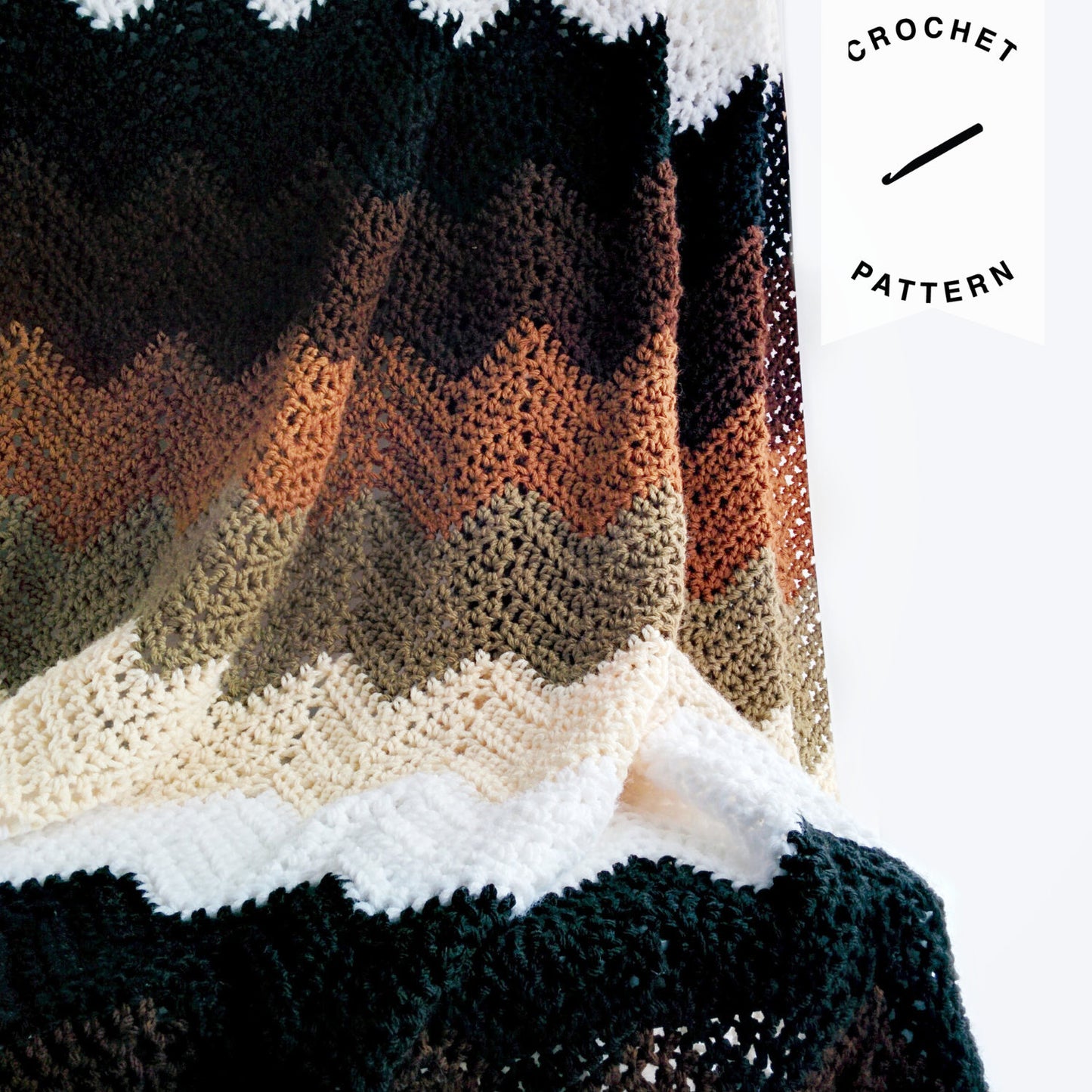 Mocha Ripple Crochet Throw - Crochet Pattern