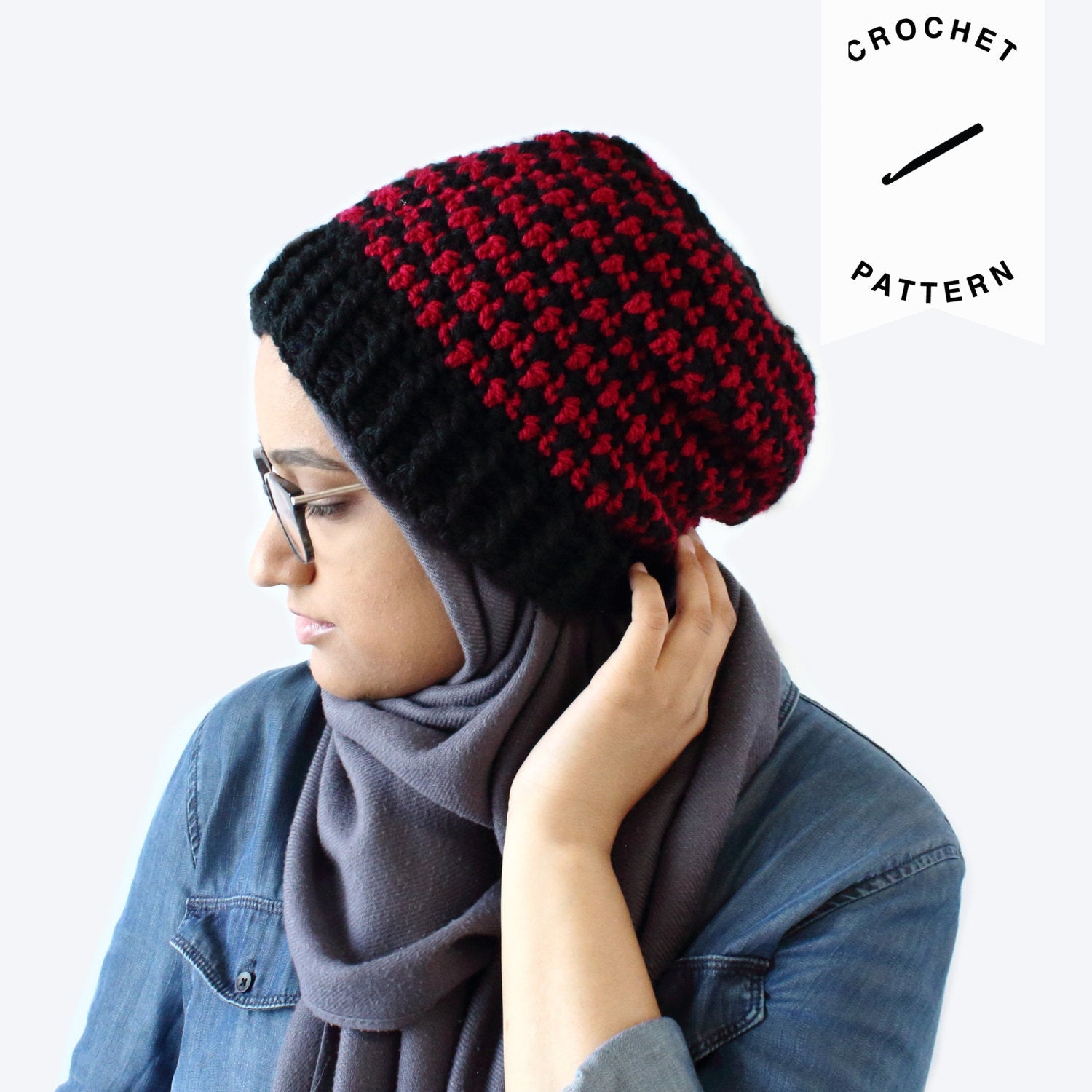 Houndstooth Beanie Crochet Pattern – The Blue Elephants