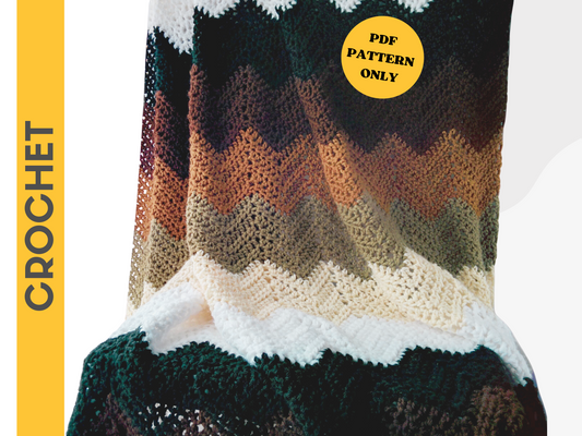 Mocha Ripple Crochet Throw - Crochet Pattern